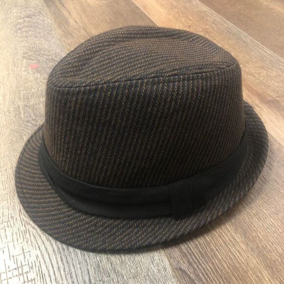 VINTAGE Y2K 2000s 21 Men Brown Tweed Fedora Men's Hat - L / XL 22.5" - Picture 1 of 6
